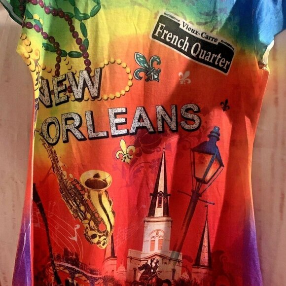 Maxi & Co Womens New Orleans French Quarter Sequin Shirt Size XS Multicolor Cap - Picture 7 of 10